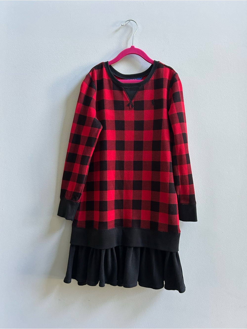 Polo Ralph Lauren Girls’ Size 8-10 Red and Black Buffalo Check Cotton Dress
